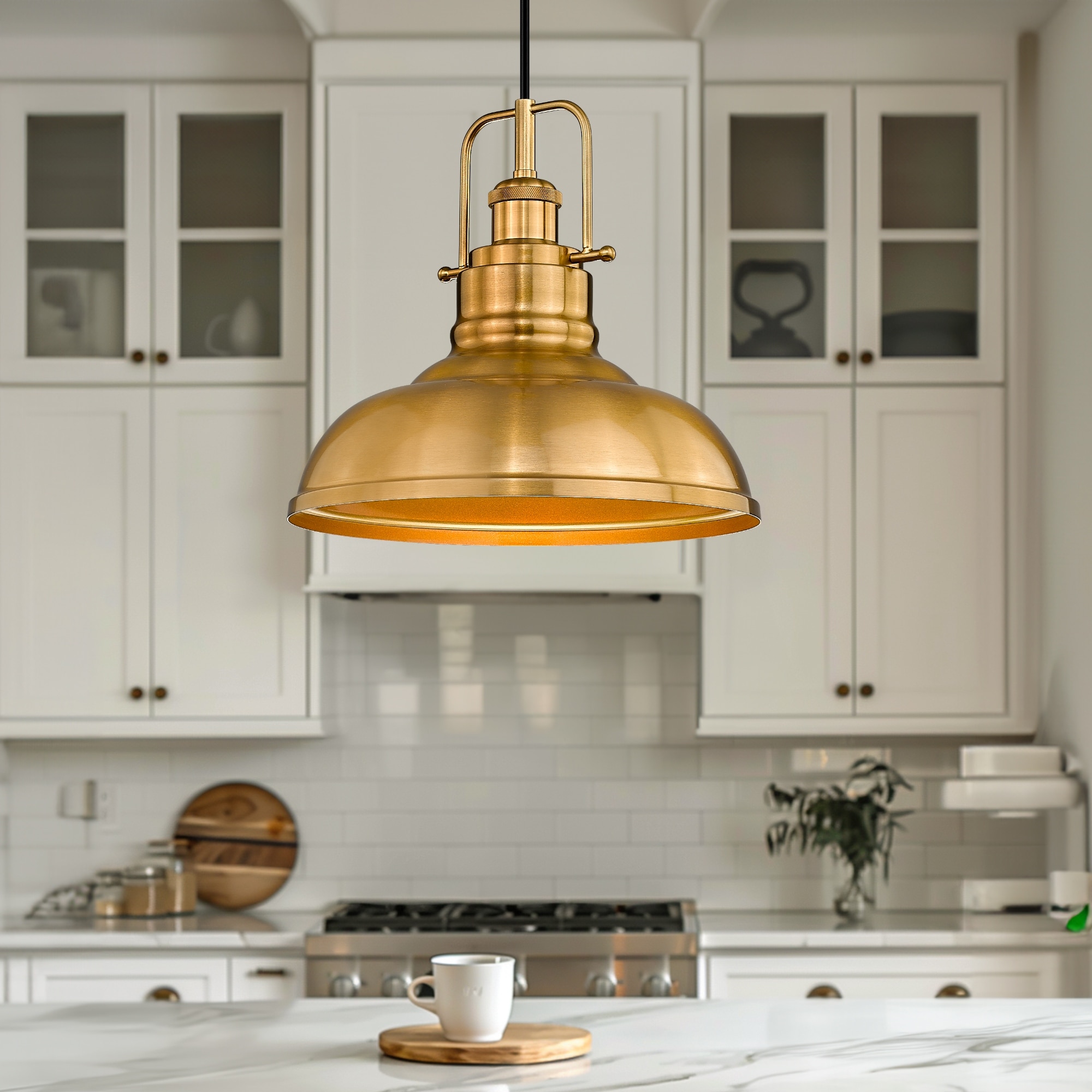 2 Pack Modern Pendant Lights with Metal Dome Lampshade