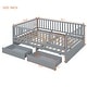preview thumbnail 83 of 118, Wood Cribs Convertible Toddler Bed with Fence Guardrails and 2 Drawers Split into Independent Floor Bed and Daybed Slat Support