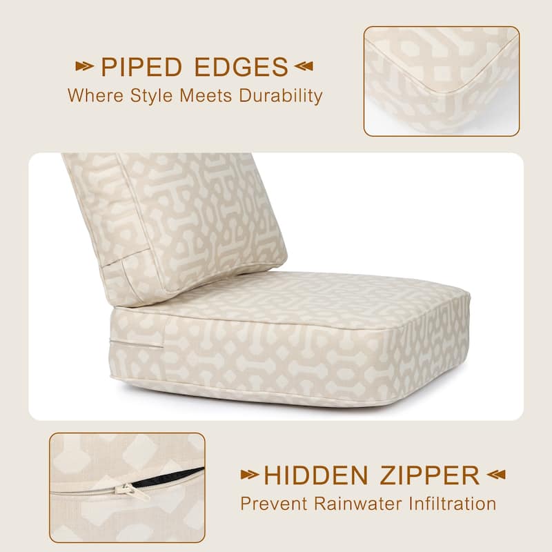 Aoodor 24x25x6 Inch Outdoor Patio Chair Cushions Set, Weather-Resistant Sunbrella Fabric Outdoor Cushion, Set of 2 - 24"x25"