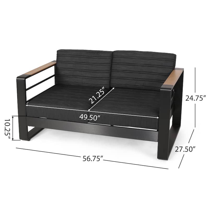 Giovanna Outdoor Aluminum 4 Seater Chat Set with Fire Pit by Christopher Knight Home