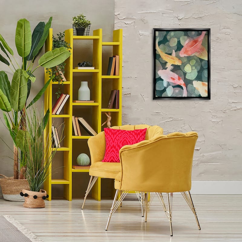 Stupell Watercolor Koi Aerial View Framed Floater Canvas Wall Art Design By Stephanie Fielden