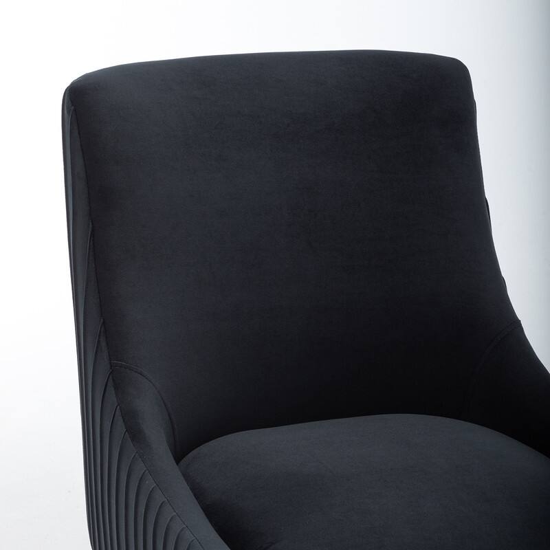 SEYNAR Modern Glam Velvet Black Metal Legs Dining Chair or Vanity Chair Set of 6 with Rear Handle