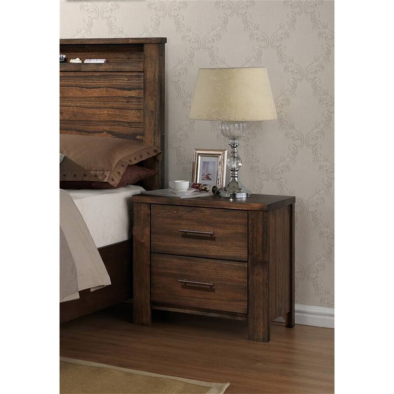 Wood Nightstand with 2 Drawers