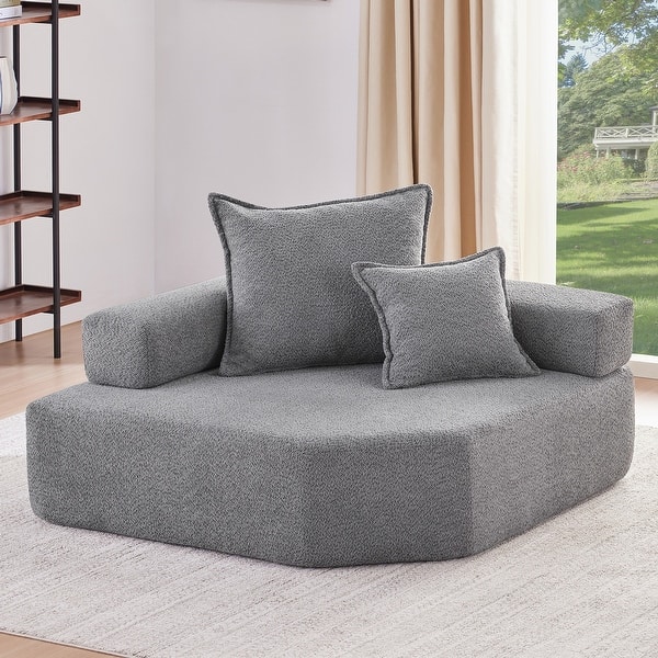 Boucle Fabric Upholstered Corner Single Sofa - Bed Bath & Beyond