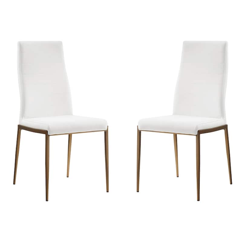 Casabianca Home Firenze Set of 2 Dining Chair in Gray PU Leather - White