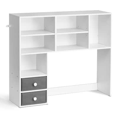 Particle Board Desktop Bookshelf Hutch, 3-Shelf Organizer and Office Storage Rack - 37.0" L x 10.0" W x 31.1" H