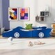 preview thumbnail 18 of 23, Full Size Race Car-Shaped Platform Bed with Wheels Wooden Platform Bed Frame with Support Slats, Twin Floor Bed