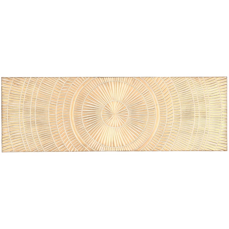 Gold Wood Handmade Intricately Carved Radial Geometric or Starburst Wall Decor