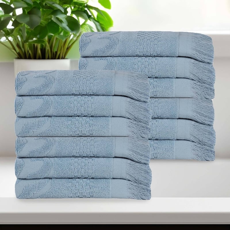 Superior Rolla Cotton Geometric Jacquard Face Towel Washcloth Set of 12