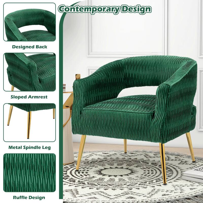 Contemporary Upholstered Ruffle Accent Chair