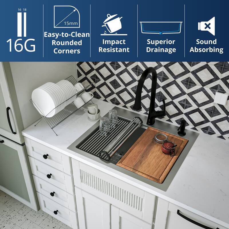 Karran USA WST-22-PK1 Elite Workstation 25" Drop In Single Basin