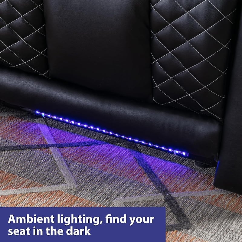 Electric Power Recliner Chairs with USB Ports and Cup Holders Faux Leather Home Theater Seating Recliner with Hidden Arm Storage