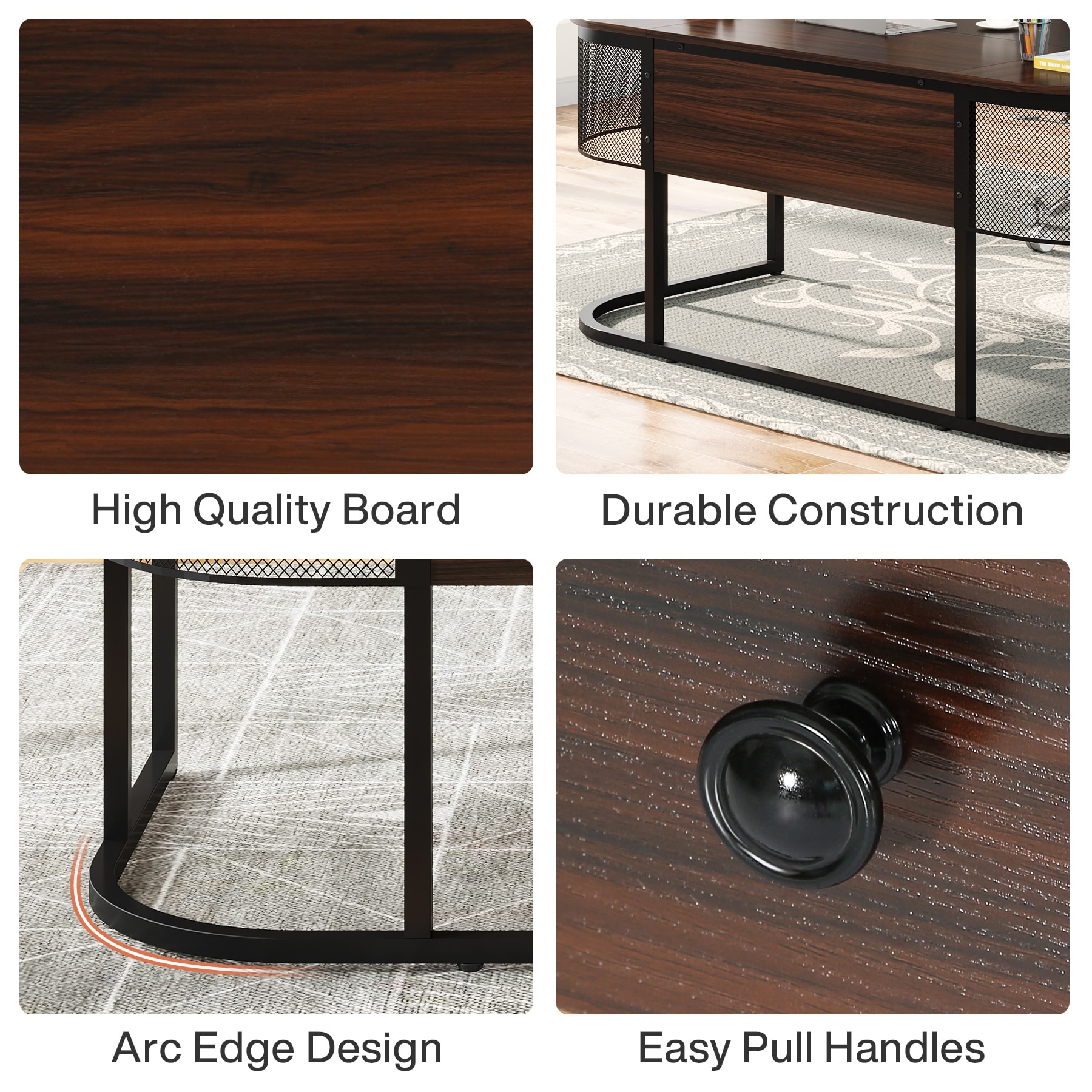 63-Inch Executive Desk with 4 Drawers, Large Office Desk