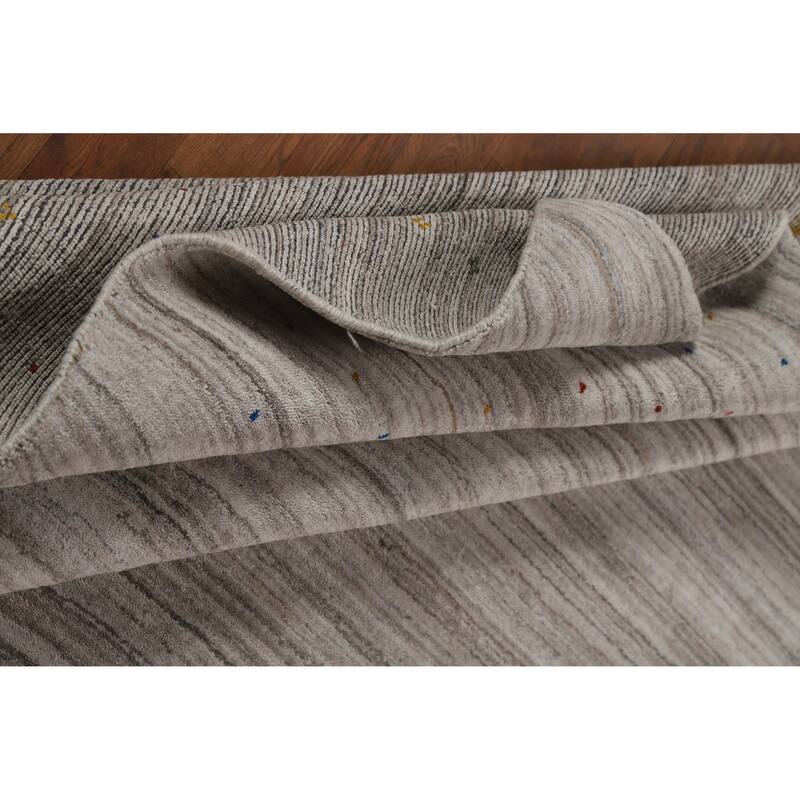 Striped Gabbeh Oriental Area Rug Handmade Wool Carpet - 7'9" x 9'8"