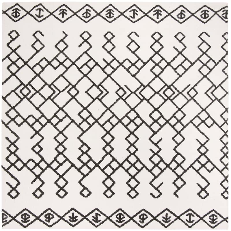 SAFAVIEH Handmade Cedar Brook Jowanka Modern Cotton Rug - 6' Square - Ivory/Black