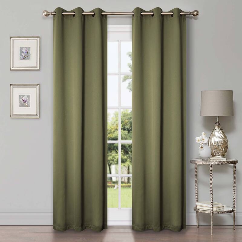 Superior Solid Machine Washable Room Darkening Grommet Curtains, Set of 2