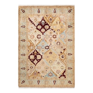 Overton Eclectic, One-of-a-Kind Handmade Area Rug - Ivory, 6' 2" x 8' 10" - 6' 2" x 8' 10"