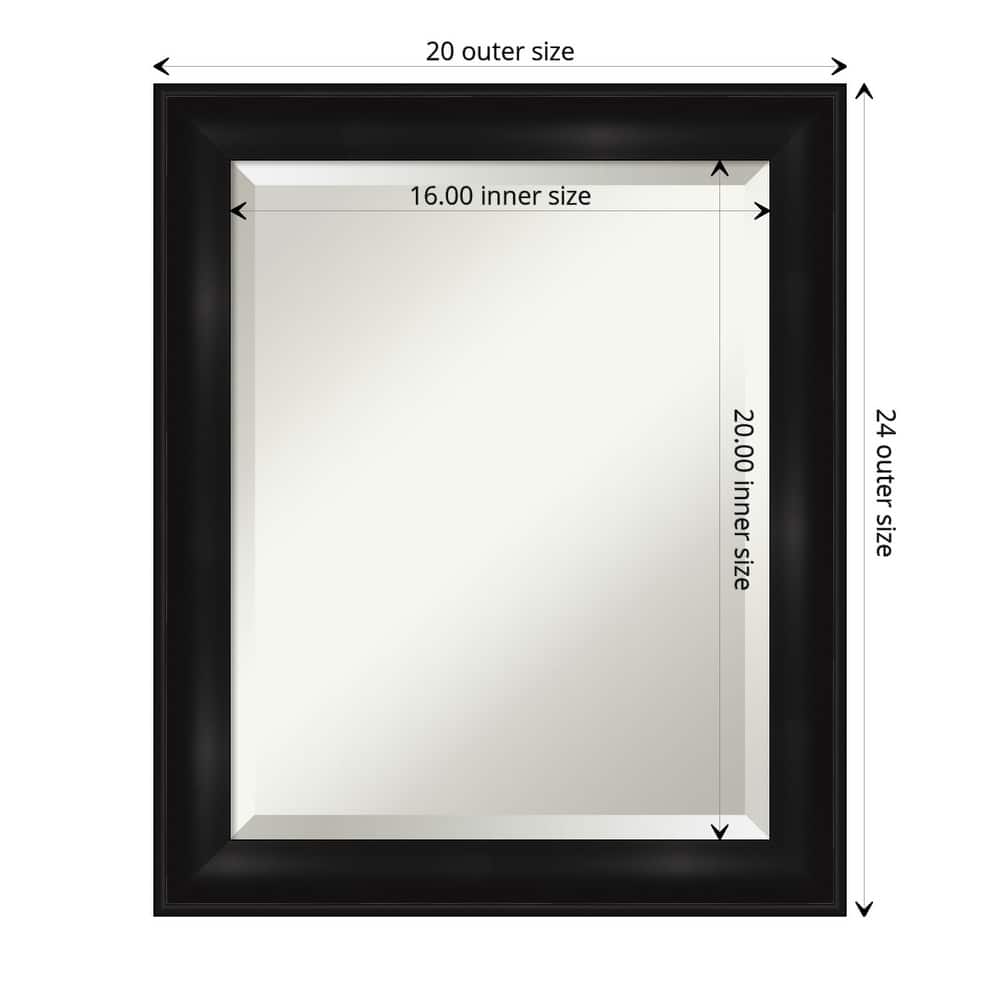 Beveled Bathroom Wall Mirror - Grand Black Narrow Frame