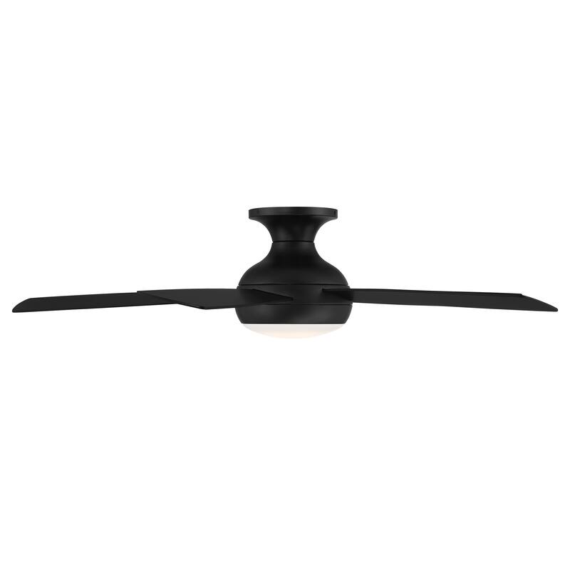 Odyssey Indoor and Outdoor 5-Blade Smart Compatible Flush Mount Ceiling Fan 52in with 3000K LED Light Kit and Remote Control
