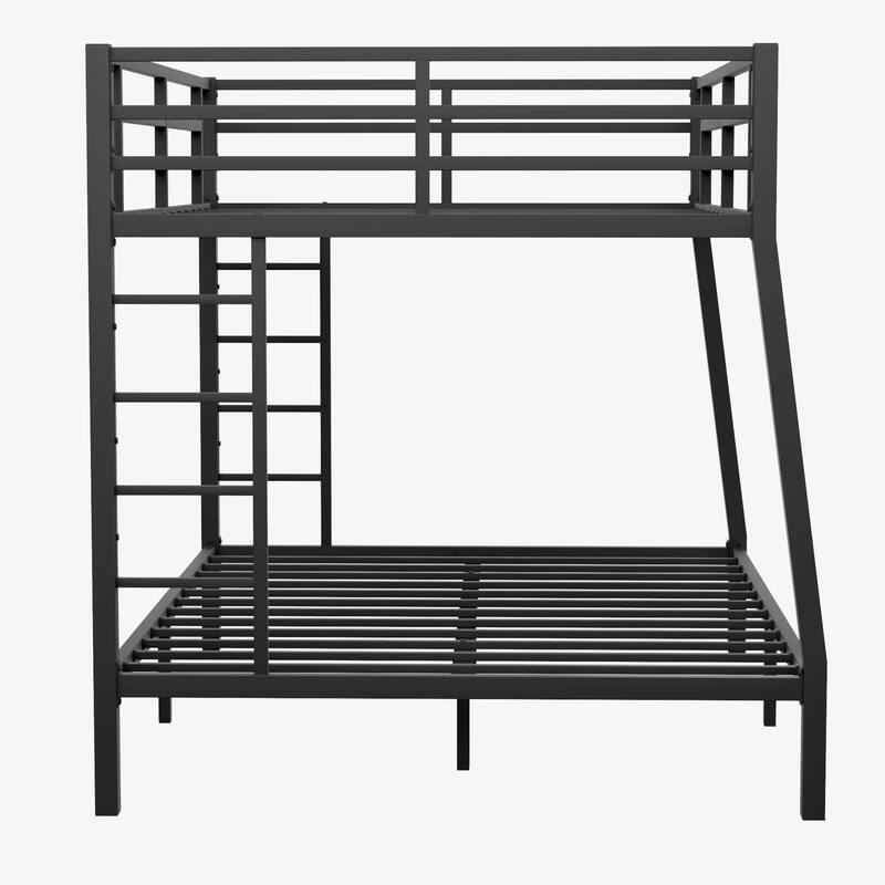 Metal Bunk Bed with Fence, Ladder, Space-Saving and Noise Reduced for Teens and Adults