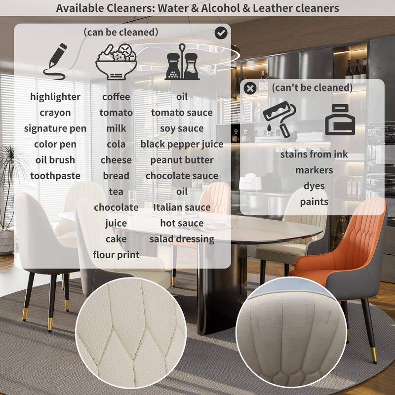 Microfiber Silicone Leather Upholstered Dining Chairs (Set of 2)