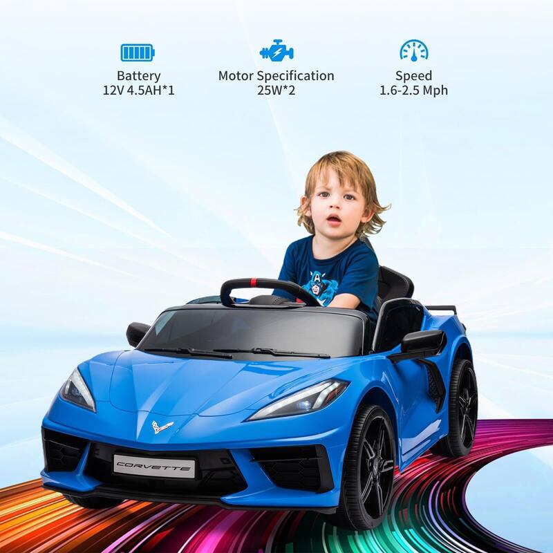 12V Kids Ride on Car Licensed Corvette Battery Powered Car Toddles Electric Sports Car Toy with Remote Control