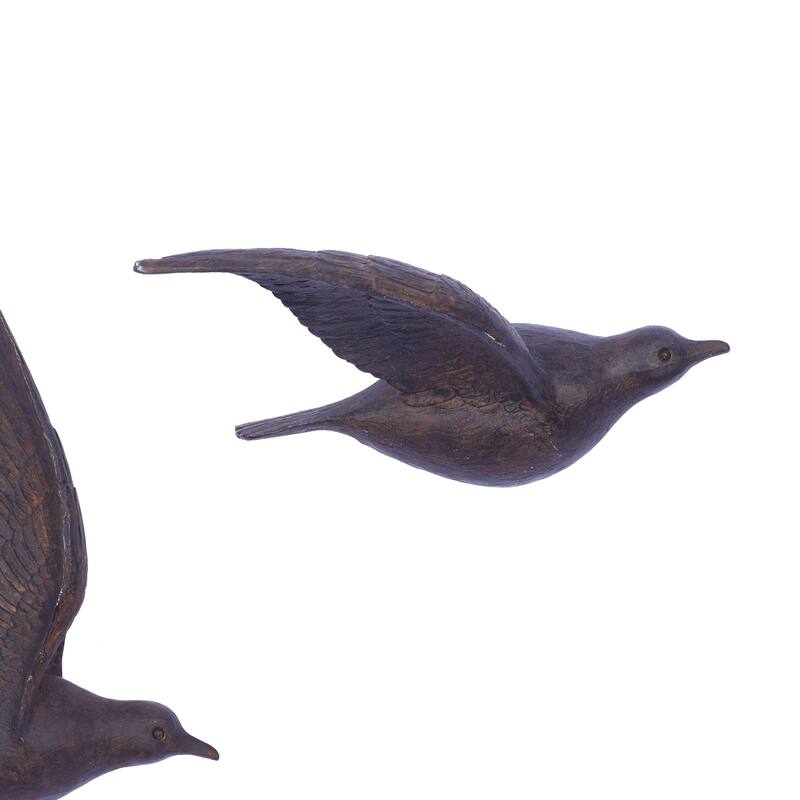 Polystone Bird Distressed 3D Floating Home Wall Decor - Set of 3 Dark Brown, Silver, Gold - Roche River Decor