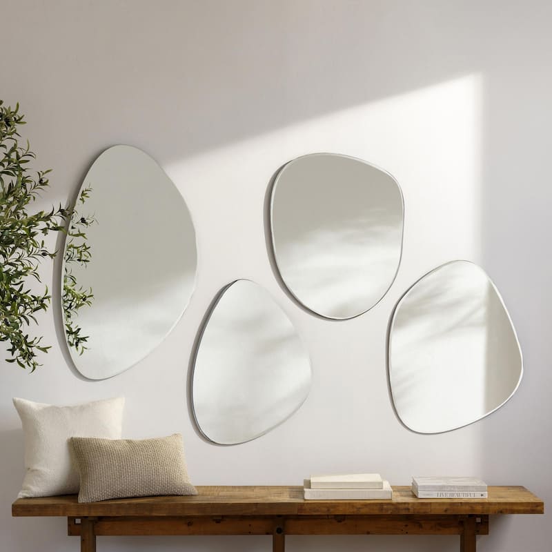 Kane Abstract Shape Frameless Beveled Wall Mirror - 31"H x 23"W x 0.3"D