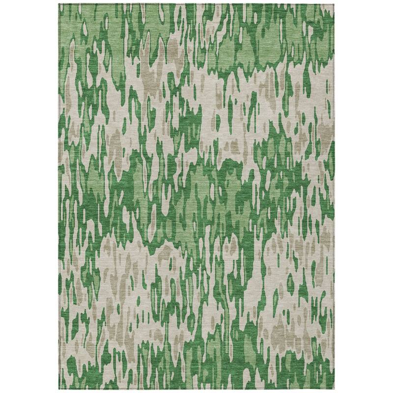 Machine Washable Indoor/ Outdoor Modern Watercolor Chantille Rug