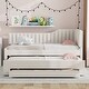 preview thumbnail 4 of 46, Daybed Captain Bed Upholstered Bed with Trundle and 3 Drawers, Elegance Stripe Design L-Shaped Upholstered Daybed Platform Bed