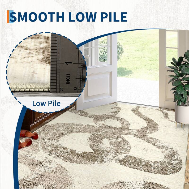 Modern Washable Area Rug Animal Snake Pattern Rug Home Decor Snake Carpet, Low Pile Non Slip Rug