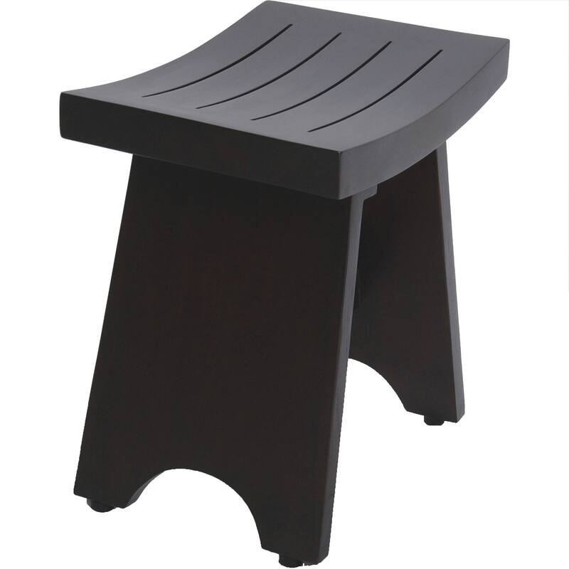 HomeRoots 18" Dark Brown Teak Rectangular Shower Bench