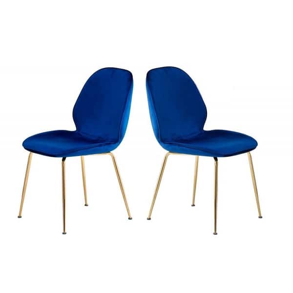 Velvet Upholstered Dining Chair Set Of Two With Gold Finish Legs - Bed ...