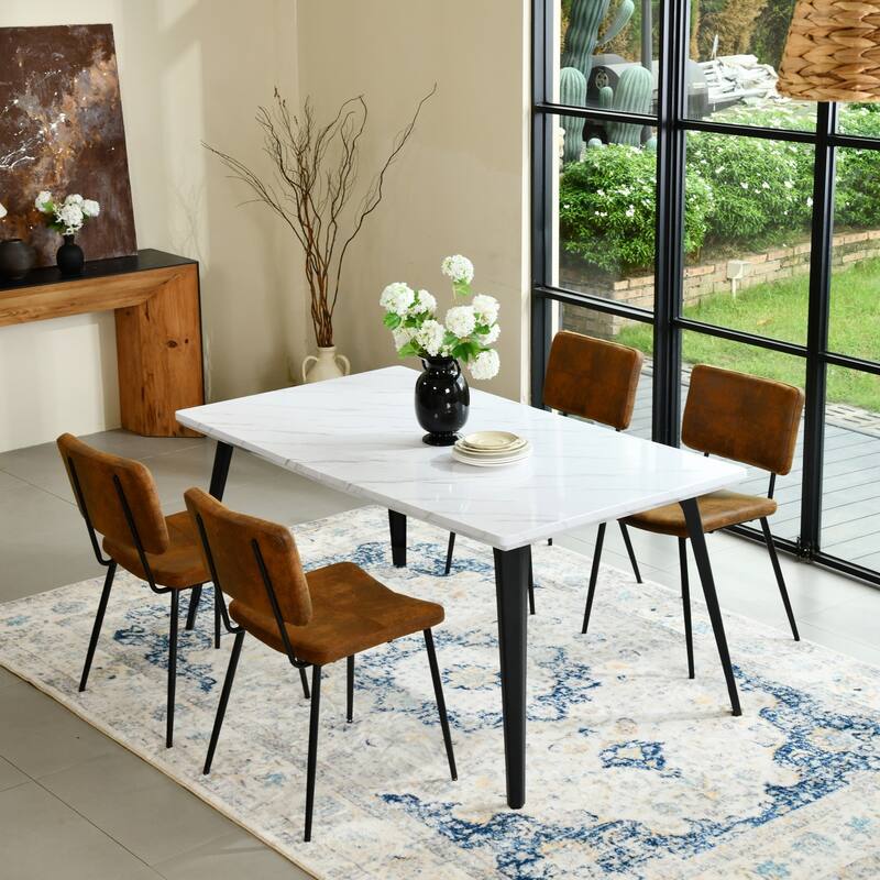 Homy Casa 5-Piece Modern Dining Set with Rectangular Table and Upholstered Side Chairs