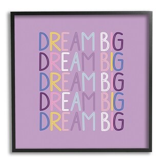 Stupell Dream Big Purple Phrase Framed Giclee Art Design by Daniela ...