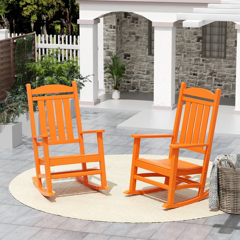 Laguna Hdpe All Weather Outdoor Patio Rocking Chair (Set of 2) - Orange