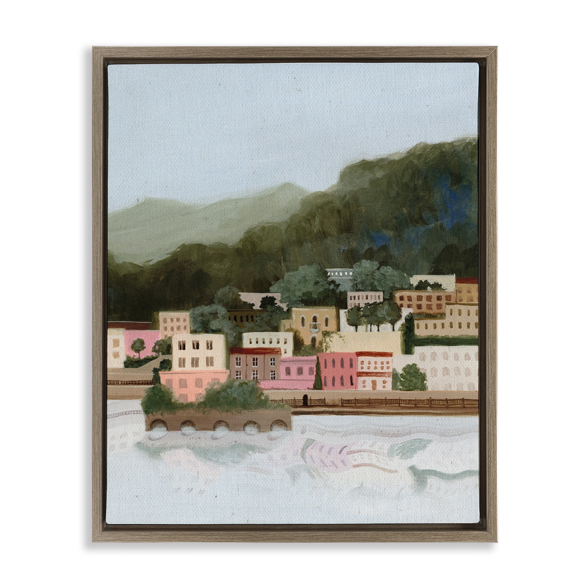 Stupell Mountains By The Sea Framed Floater Canvas Wall Art Design By Grace Popp