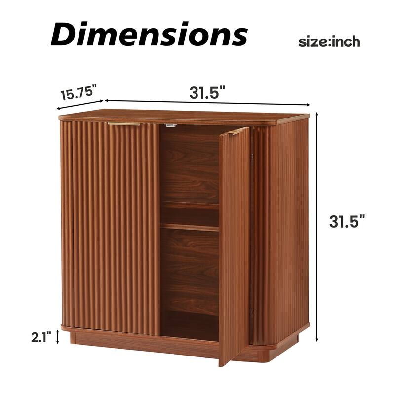 Buffet Cabinet with Wavy Grain Panel, Freestanding Wooden Storage Cabinet, Entryway Table with Adjustable Shelves
