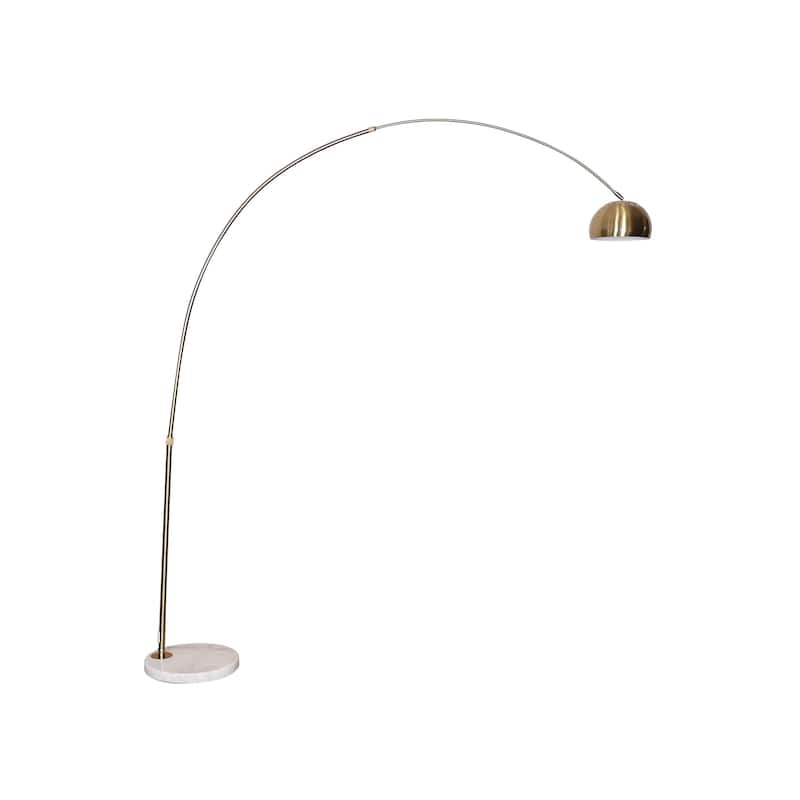 Floor Lamp with White Marble Base and Metal Lamp Shade Arco Collection - 76"