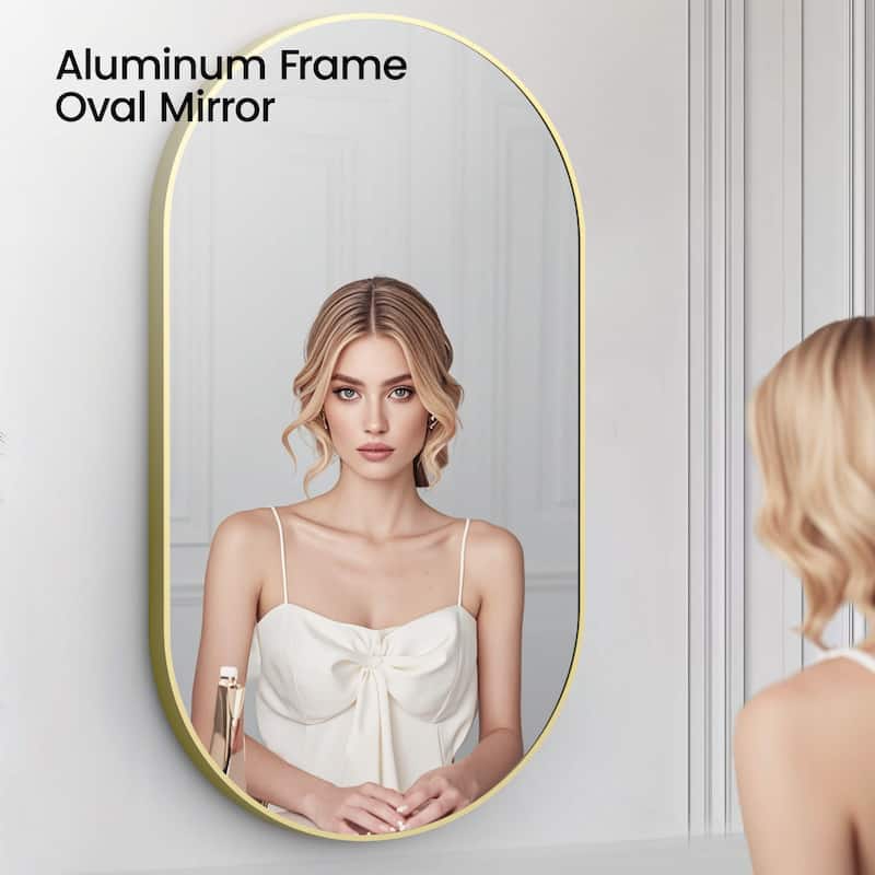 24 x 44 Inch Shatterproof Wall Mount Metal Frame Mirror