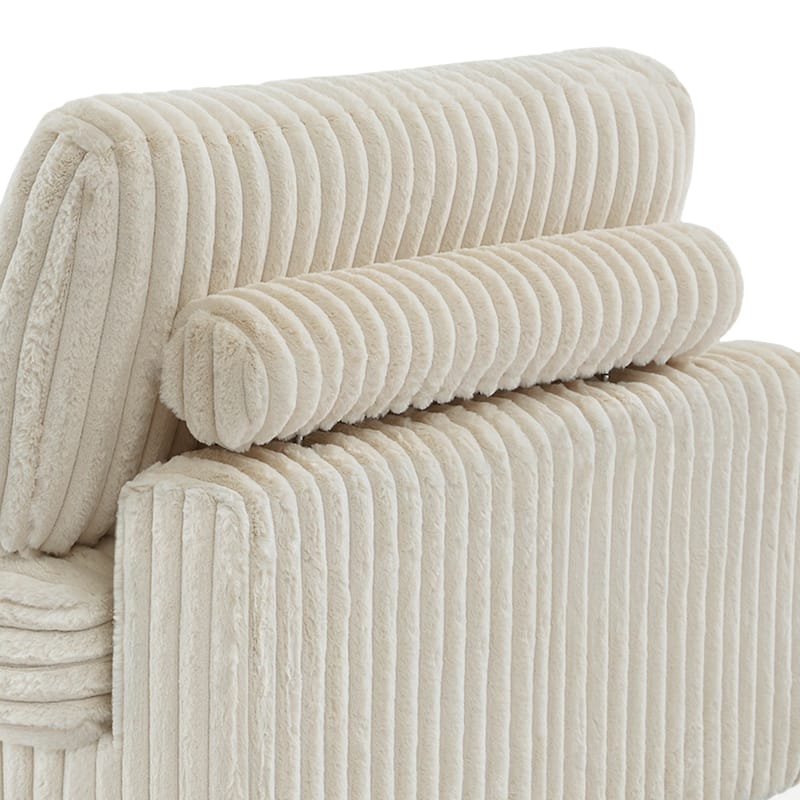 Anne 82" W Comfy Upholstered Plush Corduroy Modular Sectional Sofa