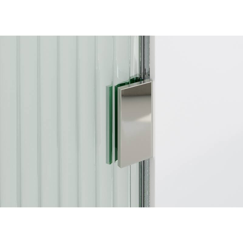 Glass Warehouse 40" x 78" Frameless Shower Door - Single Fixed Panel Fluted Frosted Radius