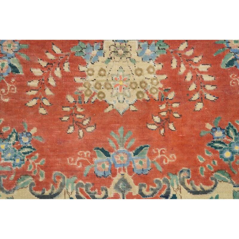 Hand Knotted Oriental 100% Wool Carpet Traditional Floral Oranges & Rust Tabriz Area Rug - 6' 4'' X 4' 6''