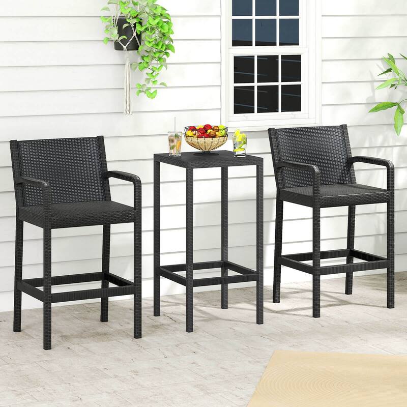 Costway 3 Pieces Patio Bar Set with 2 Stools & 1 Bar Table Curved - See Details