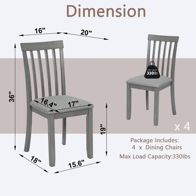 Dining Chairs Only, Wooden Dining Chairs Set of 4, Kitchen Chair with Padded Seat, Upholstered Side Chair