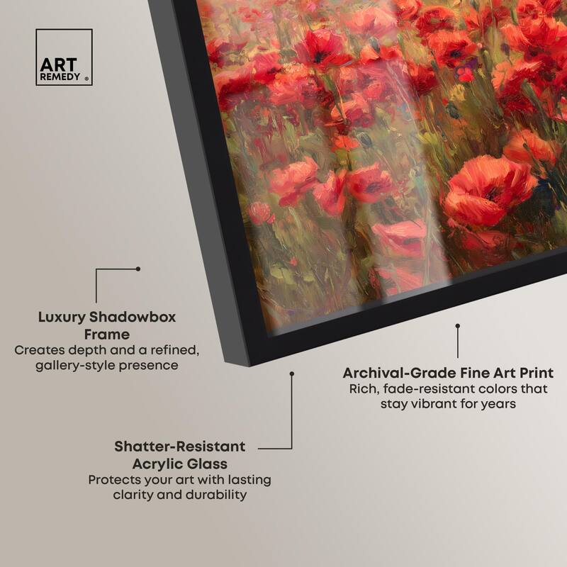 Sea of Red Poppies II Shadowbox by Art Remedy