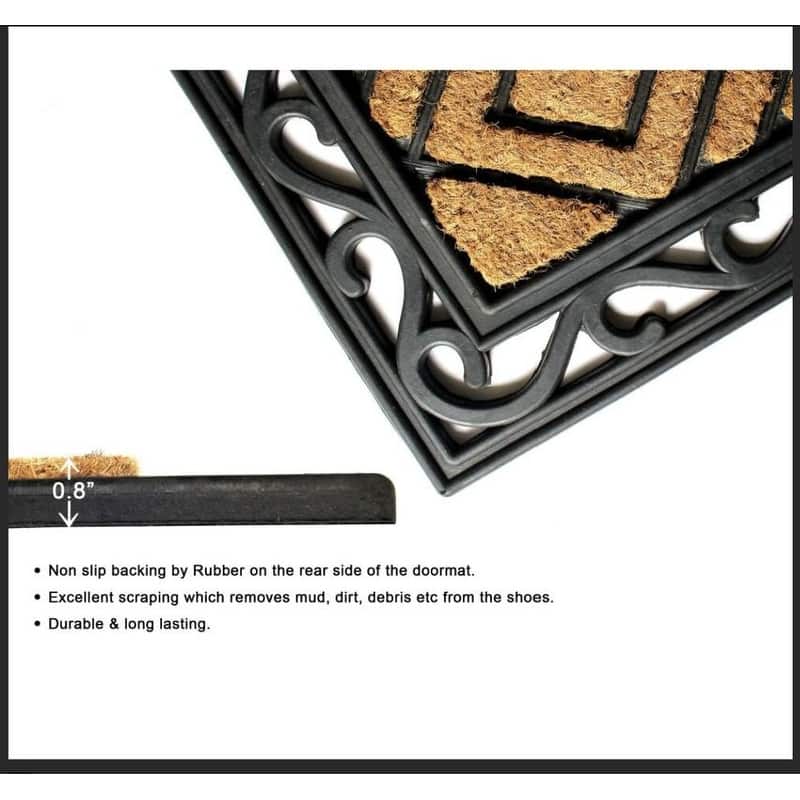 Chesapeake Coir Rubber Natural Black Non-Slip Doormat (22" x 47")