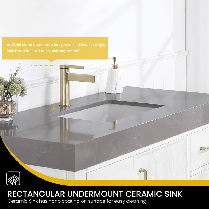 Leon 48 in. Single Bathroom Vanity with Composite Stone Top
