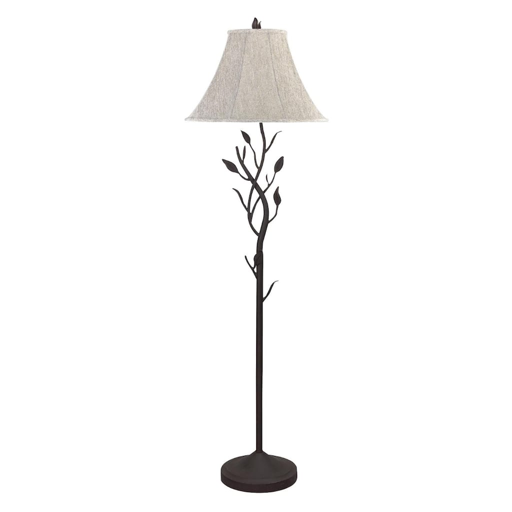62" Grey Traditional Shaped Floor Lamp With Brown Bell Shade - 17" x 17" x 62"