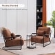 preview thumbnail 5 of 25, MCombo set of 2 Modern Accent Armchair with Steel Legs, Leathaire fabric HQ102